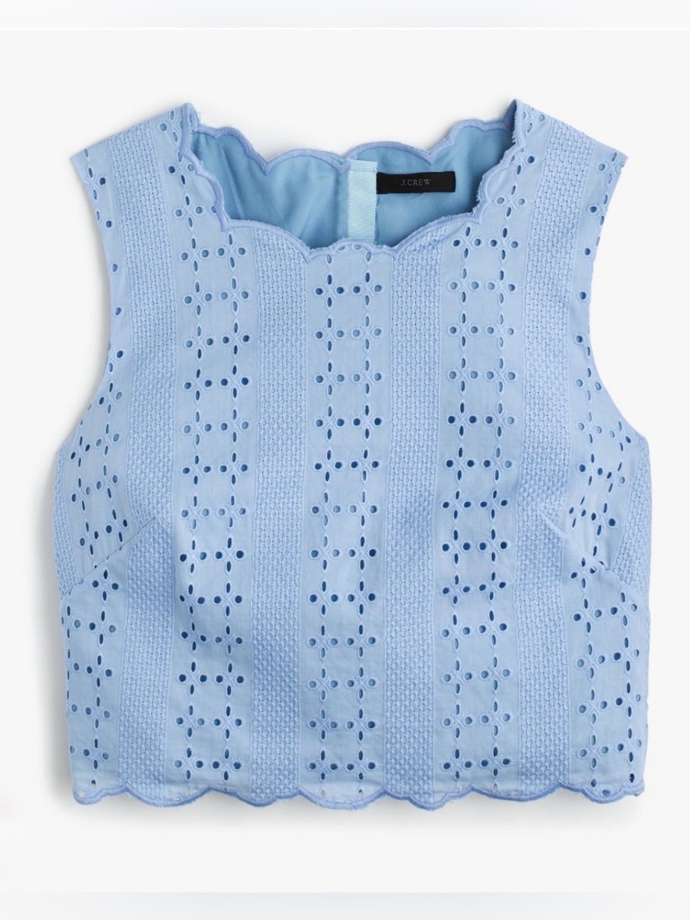 J. Crew NWT Blue Eyelet Scallop Crop Top size 12